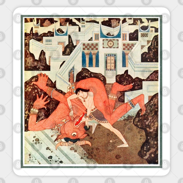 The Minotaur Defeated - Edmund Dulac, Tanglewood Tales Sticker by forgottenbeauty